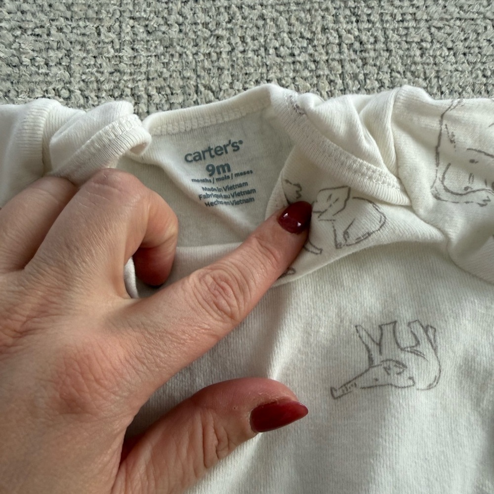 Nordstrom Blue Striped and Carters Cream Animal Print Bodysuits - Picture 4 of 5